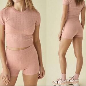Reformation pink cashmere shorts pointelle knit size small